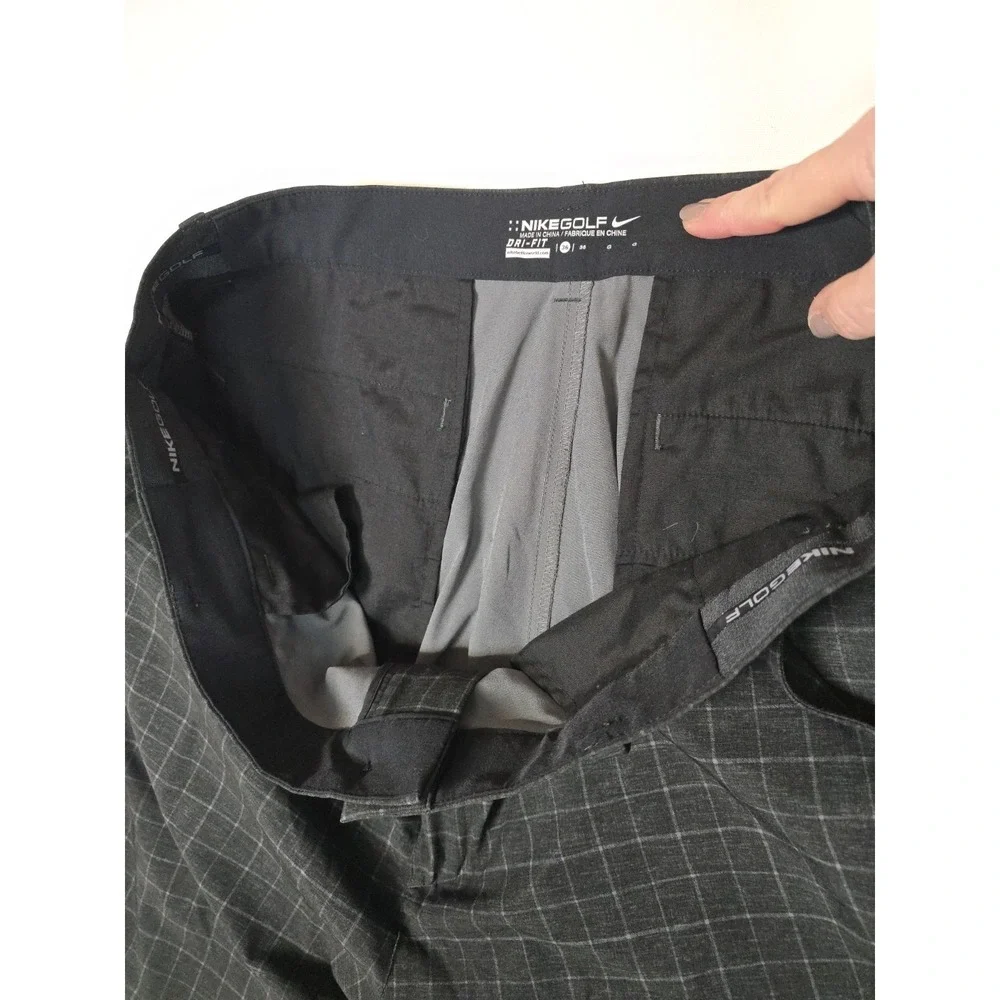 Nike Golf Mens Size 36 Dri-Fit Tour Performance Shorts Black Grey Check 11 In